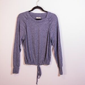 Ugg Gable Crew Neck Long Sleeve Cinch Tie Waist Pullover Sweater Blue Gray M